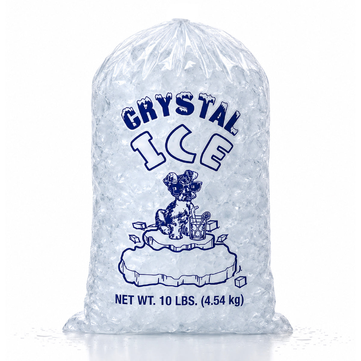 10 lbs Crystal Drawstring Ice Bags - 100 Count per Case