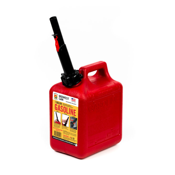 Midwest Can Auto Shut-off Gasoline Can - 1, 2, and 5 Gallon Sizes