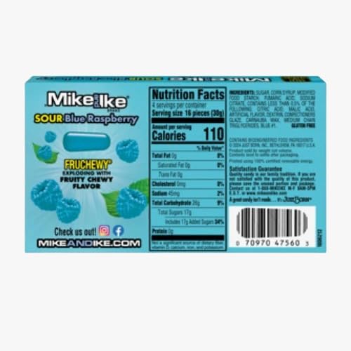 Mike and Ike Sour Blue Raspberry – 10 Flavors – 5oz (12 Pack)