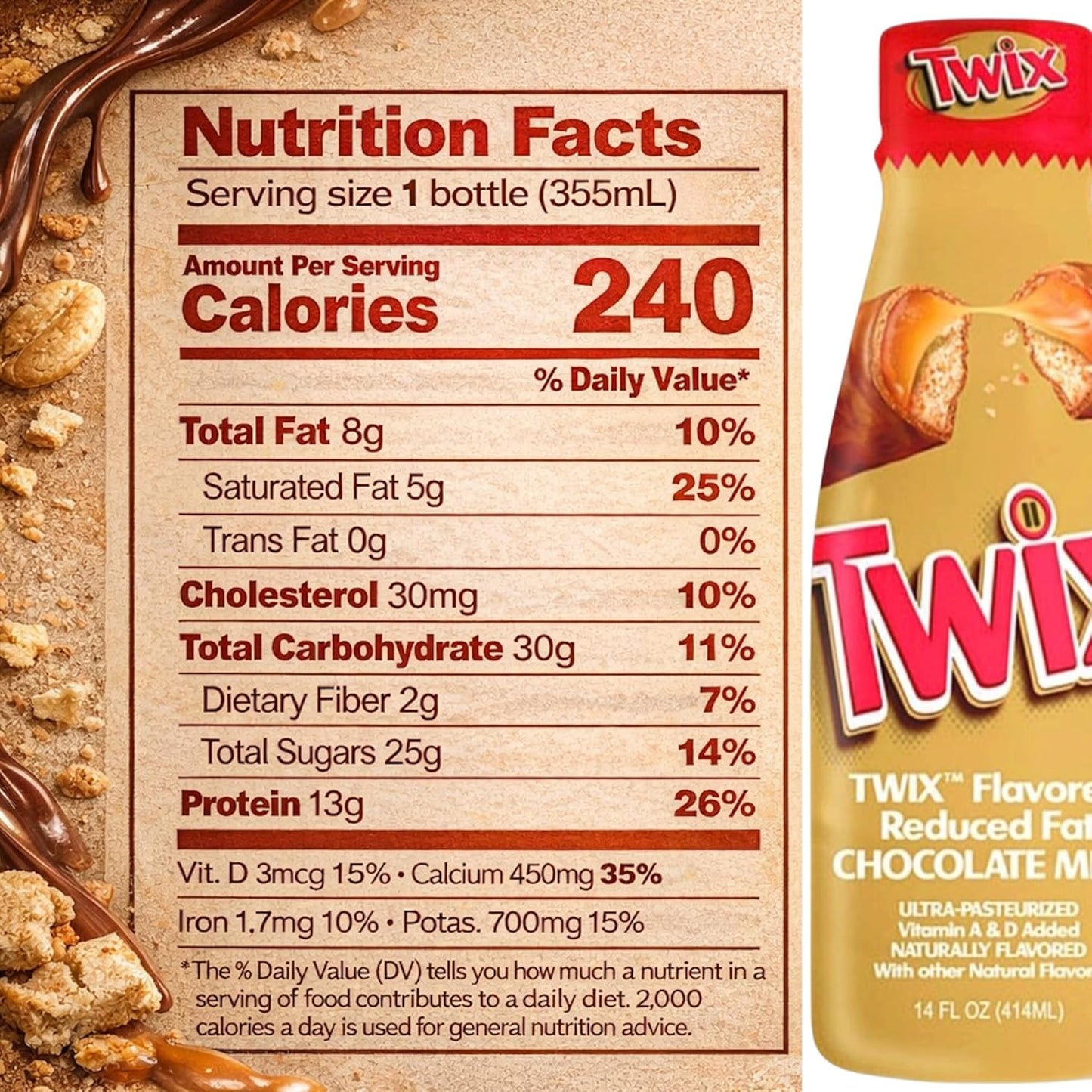 Chocolate Milk Variety Pack – 6 Bottles, 14 fl oz Each, Snickers, Twix & Milky Way Flavor Inspired Chocolate Milk Drinks, By INIM Store