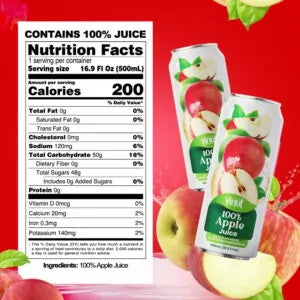 Vinut 100% Apple Juice – Pack of 12 Cans (11.15 fl oz)