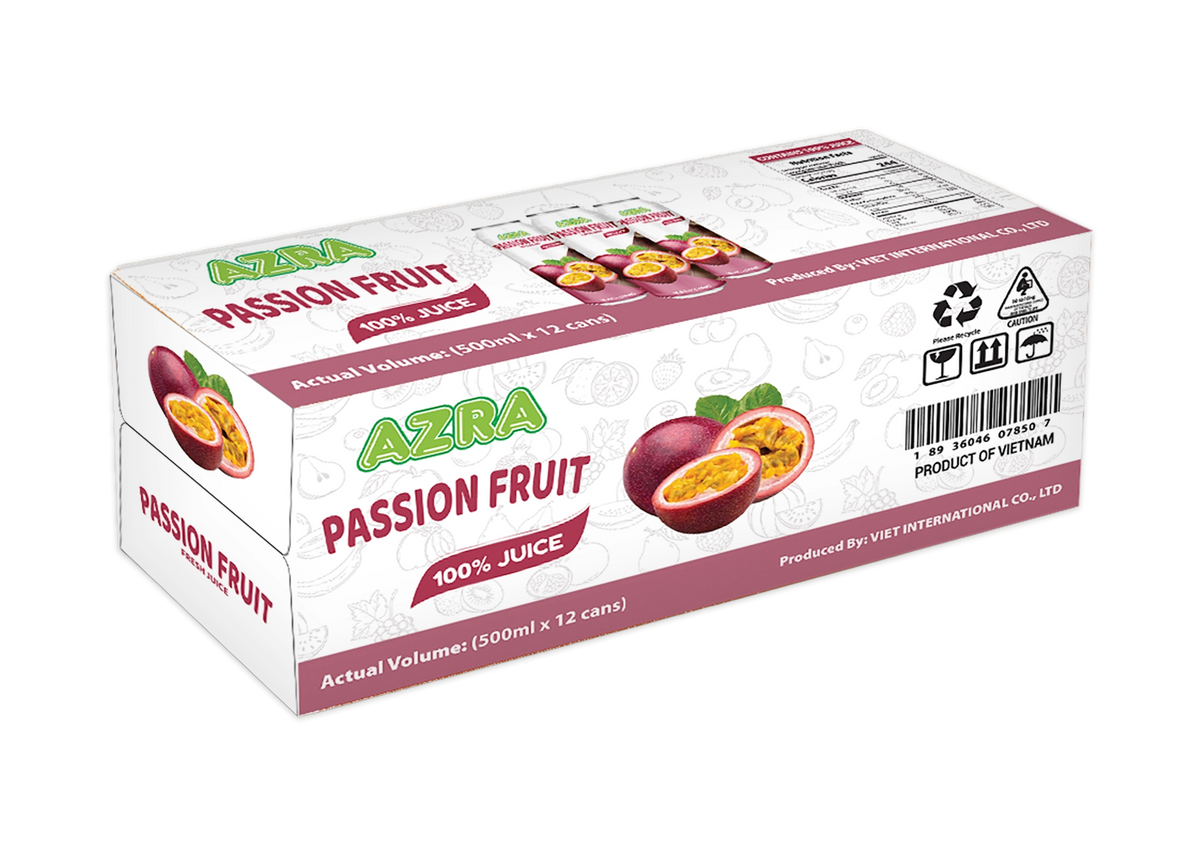 AZRA Passion Fruit Juice – 12 Pack (500ml Cans) 100% Tropical Juice – Imported from Vietnam