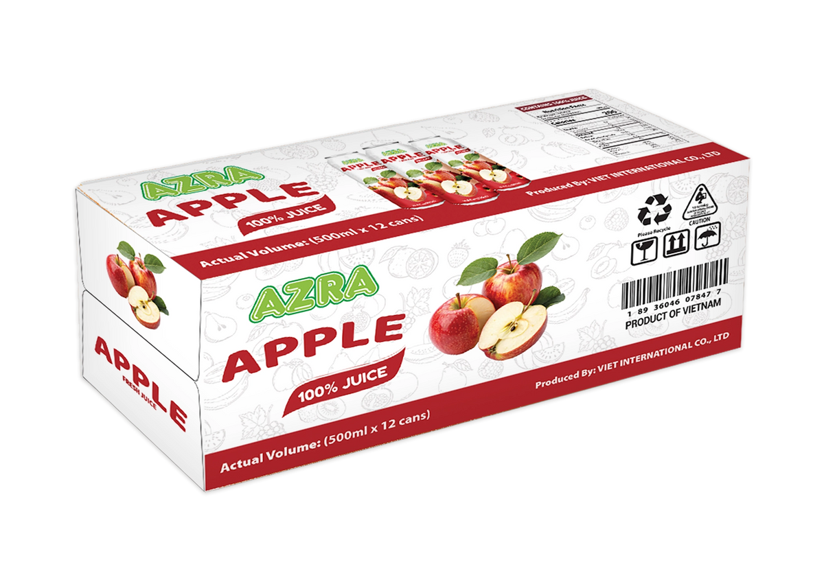 AZRA Apple Juice 12 Can Case Packaging