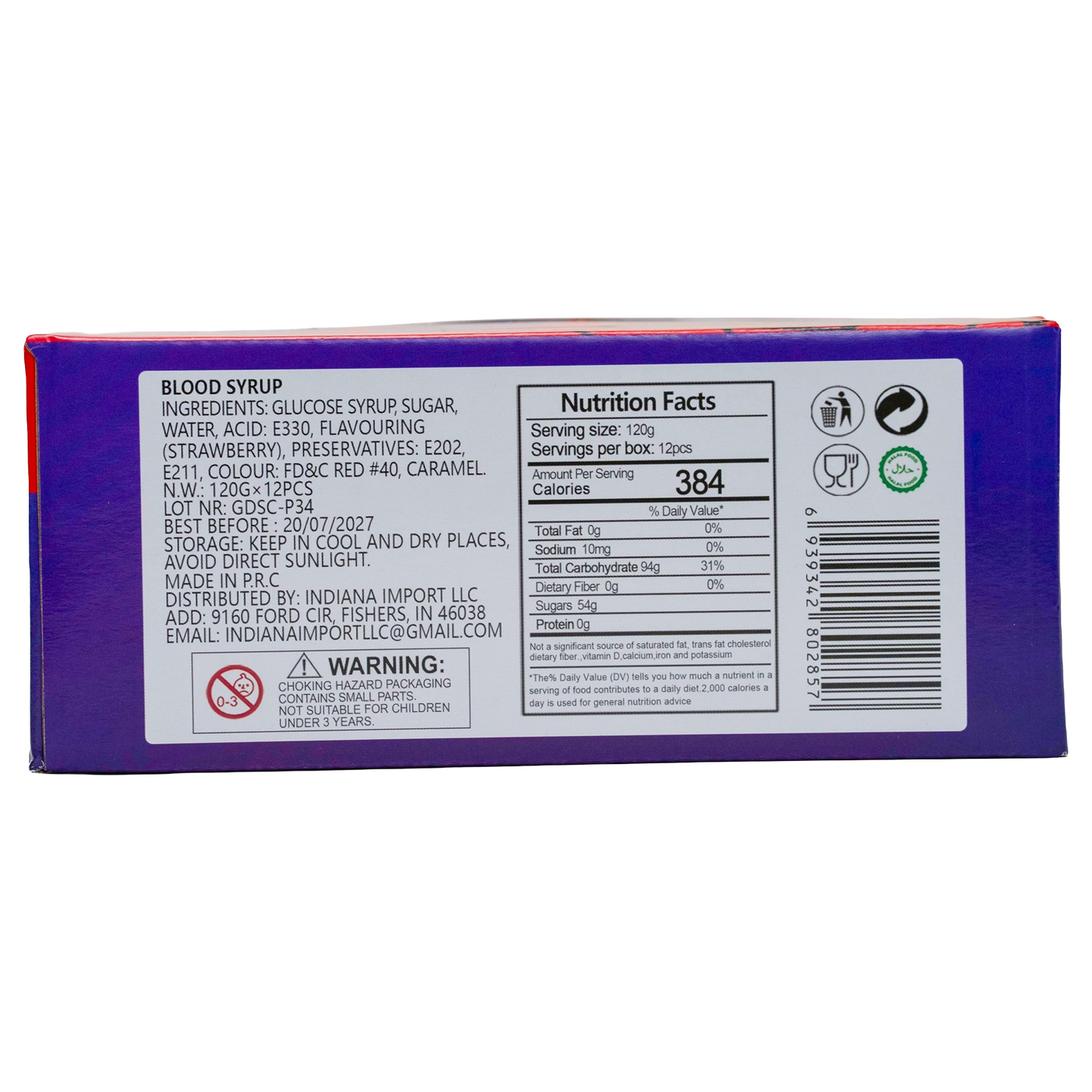 Kids Boom Blood Syrup-12ct (120g Eeach) crazy candy
