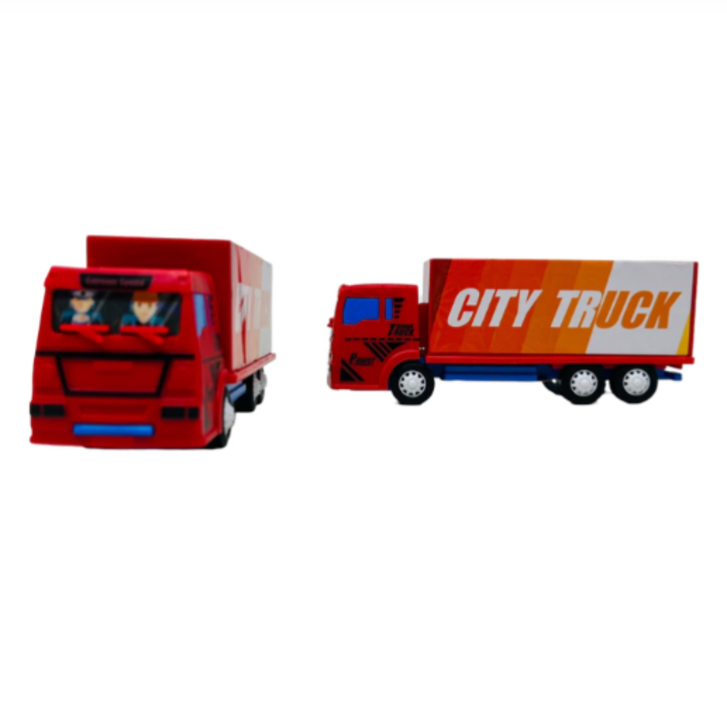Packaging for City Truck Toy Set Showing Candy and Trucks