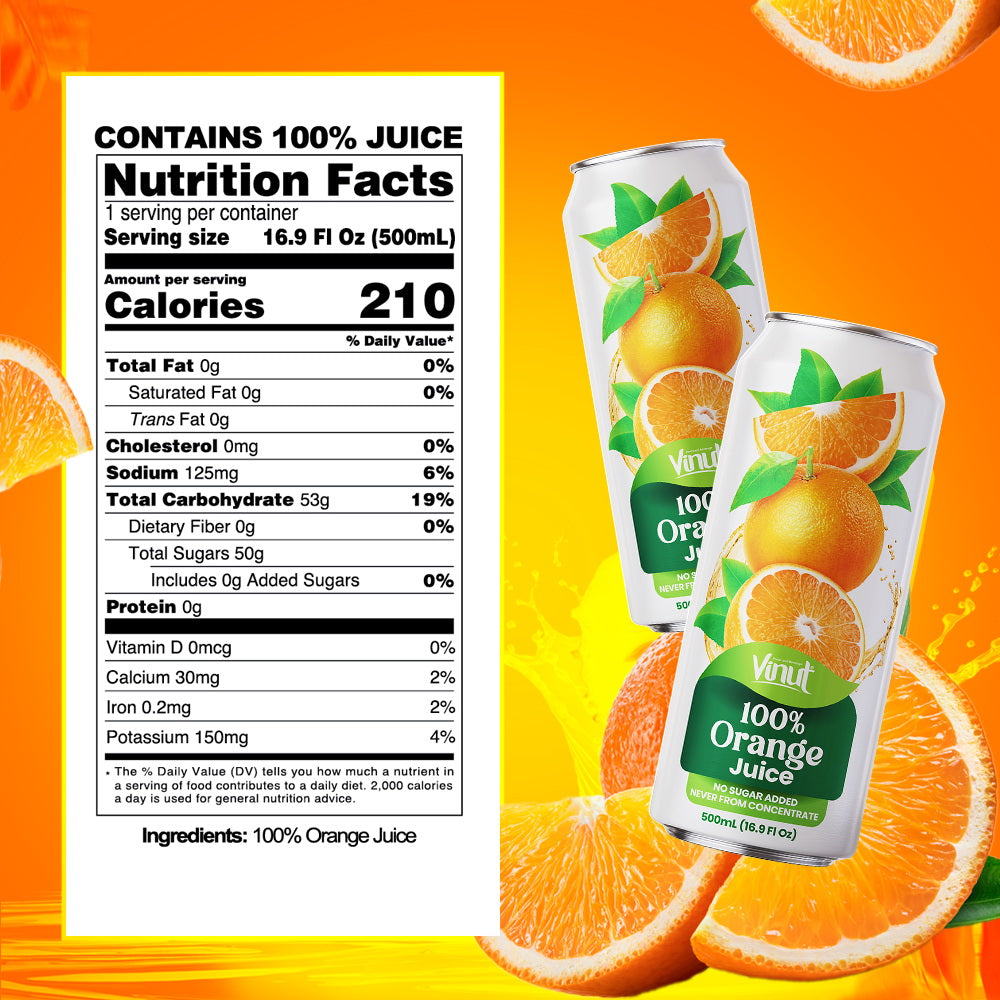 Vinut 100% Orange Juice – Pack of 12 Cans (11.15 fl oz)