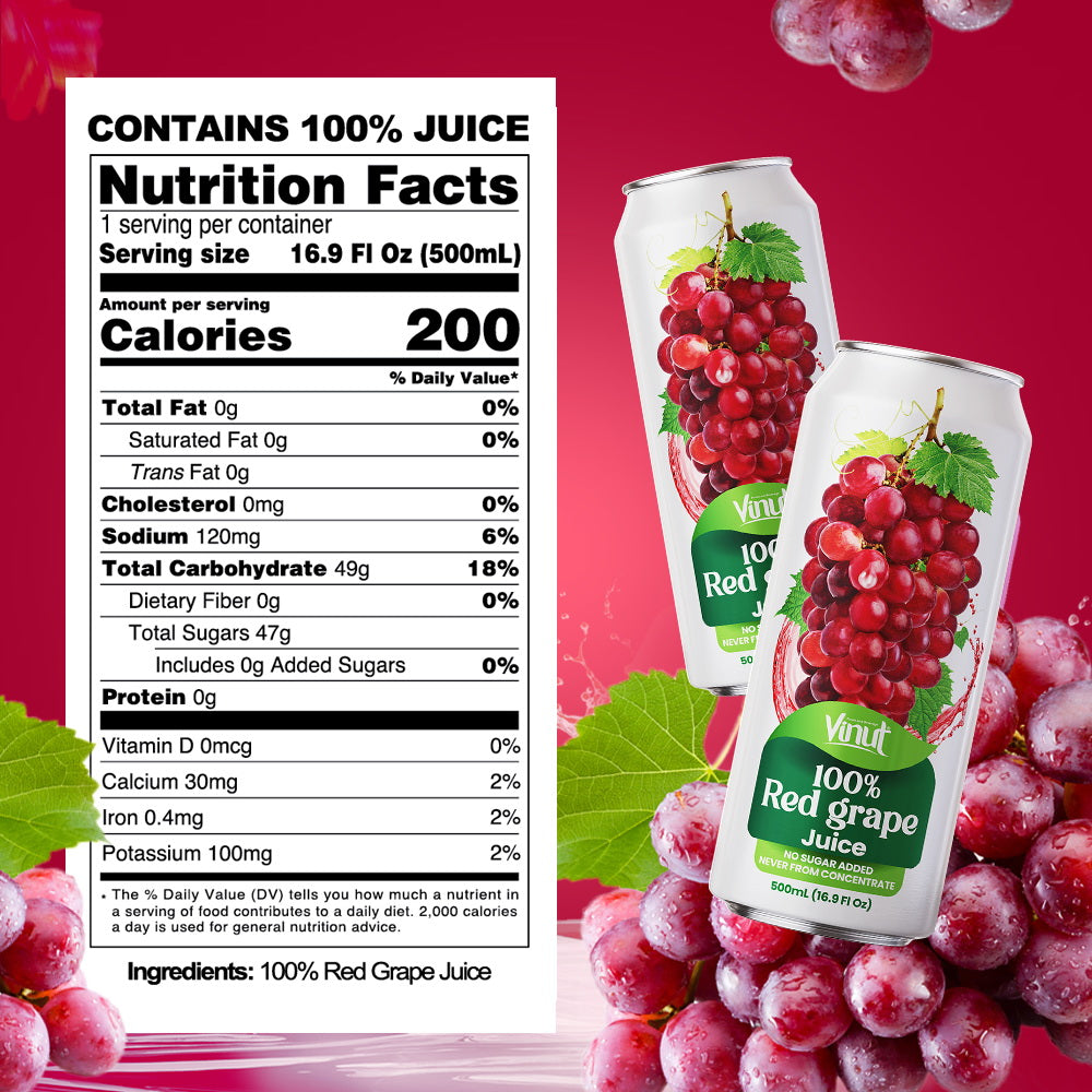Vinut 100% Red Grape Juice – Pack of 12 Cans (11.15 fl oz)