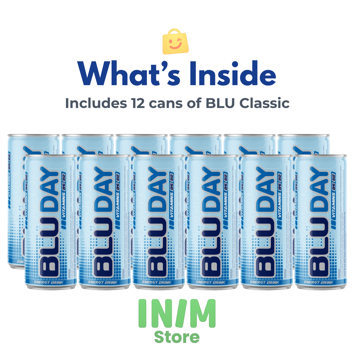 BLU BLUDAY Energy Drink – 12 Pack, 8.4 fl oz (250 mL) Slim Cans