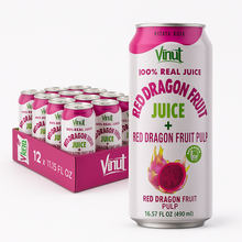 Vinut 100% Red Dragon Fruit Juice + Pulp – Pack of 12 Cans (16.57 fl oz)