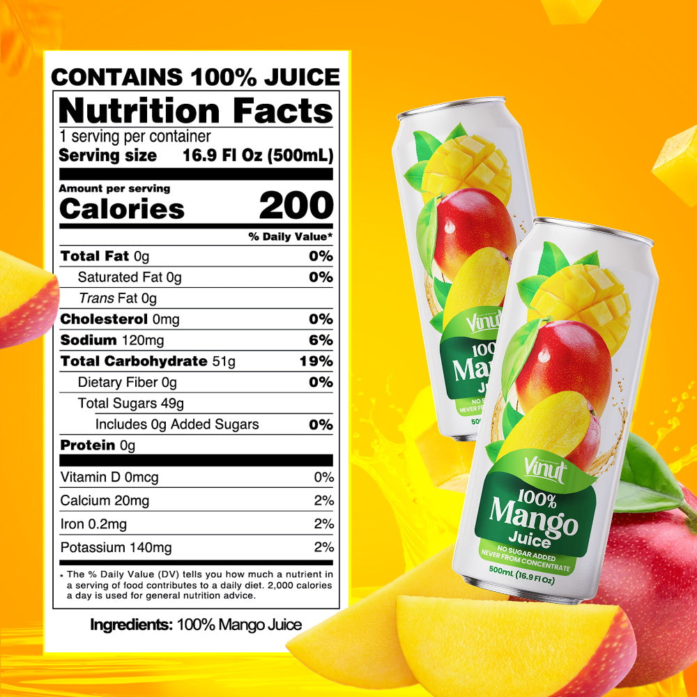 Vinut 100% Mango Juice – Pack of 12 Cans (11.15 fl oz)
