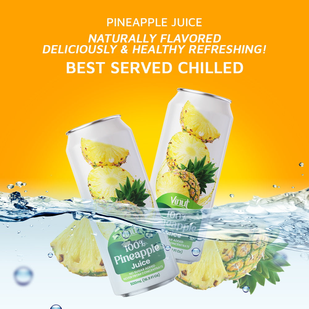 Vinut 100% Pineapple Juice – Pack of 12 Cans (11.15 fl oz)