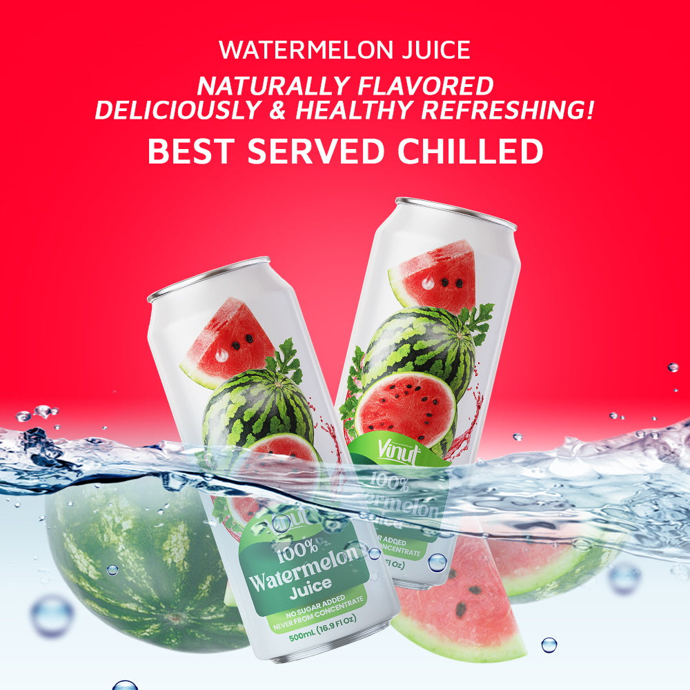 Vinut 100% Watermelon Juice – Pack of 12 Cans (11.15 fl oz)