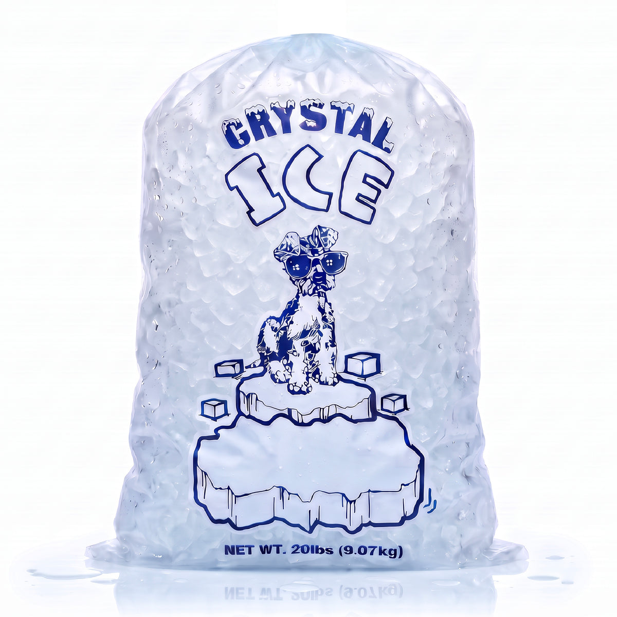 20 lbs Crystal Drawstring Ice Bags - 100 Count per Case