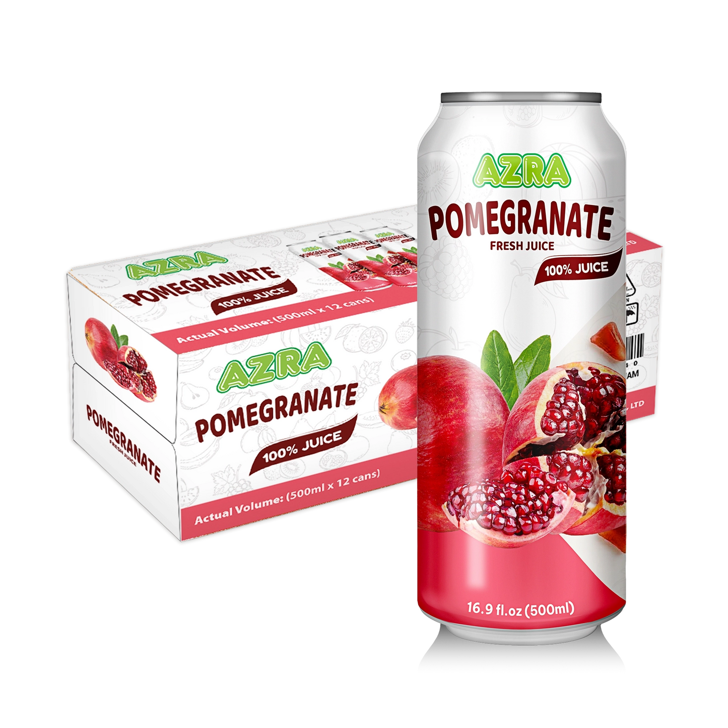 AZRA Pomegranate Juice 12 Pack 500ml Cans
