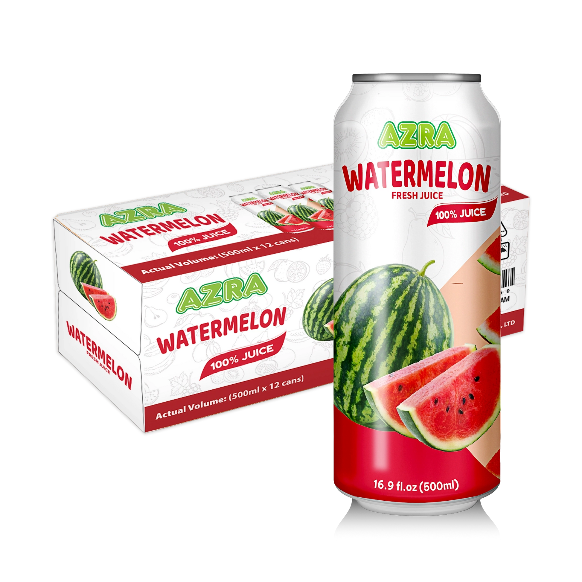 AZRA Watermelon Juice 12 Pack 500ml Cans Imported from Vietnam