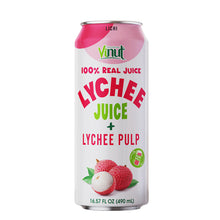 Vinut 100% Real Lychee Juice + Lychee Pulp – Pack of 12 Cans (16.57 fl oz)