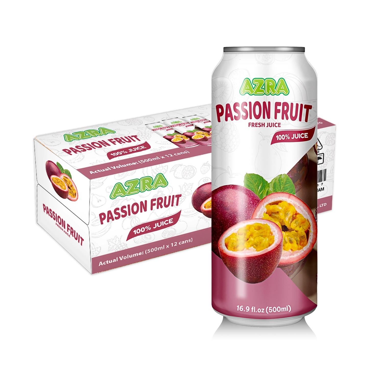 AZRA Passion Fruit Juice 12 Pack case 500ml cans imported from Vietnam