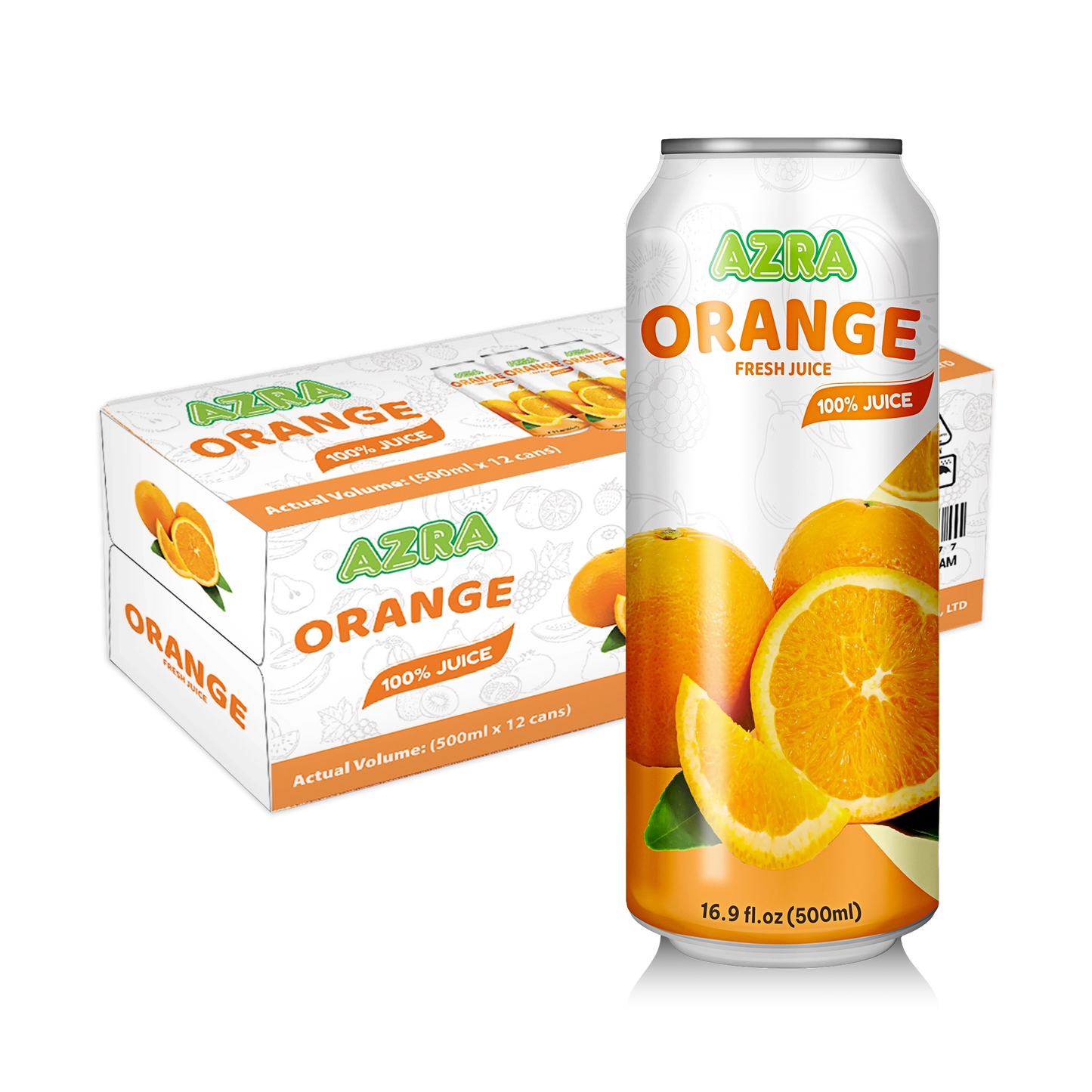 AZRA Orange Juice 12 Pack 500ml Cans Imported from Vietnam