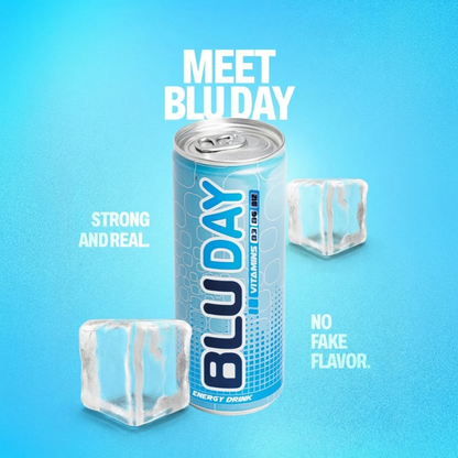BLU BLUDAY Energy Drink – 12 Pack, 8.4 fl oz (250 mL) Slim Cans