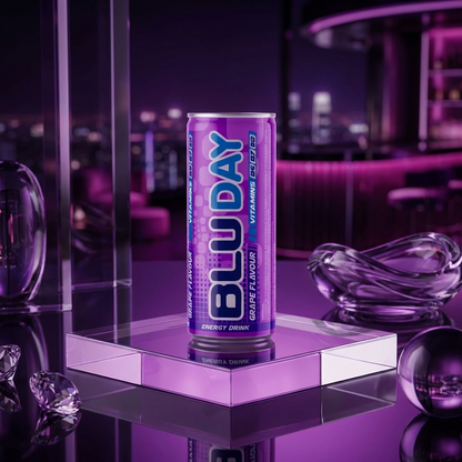 BLU Grape Energy Drink – 12 Pack, 8.4 fl oz (250 mL) Slim Cans