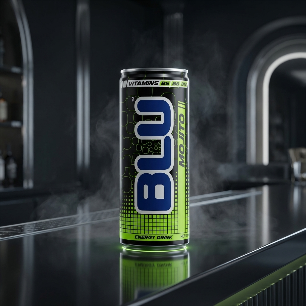 BLU Mojito Energy Drink – 12 Pack, 8.4 fl oz (250 mL) Slim Cans