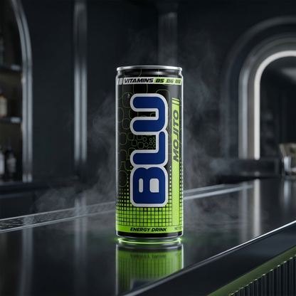 BLU Mojito Energy Drink – 12 Pack, 8.4 fl oz (250 mL) Slim Cans