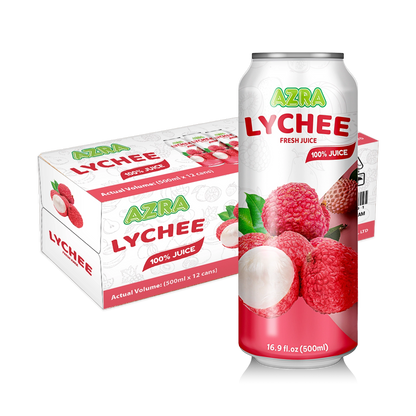 AZRA Lychee Juice 12 Pack 500ml Cans Imported from Vietnam