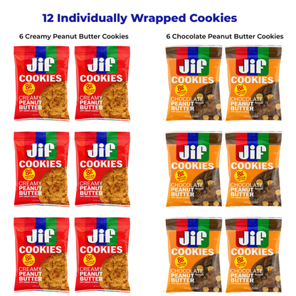 Jif Cookies Variety Pack – Creamy Peanut Butter & Chocolate Peanut Butter Flavored Soft Baked Cookies, 12 Individually Wrapped Cookies