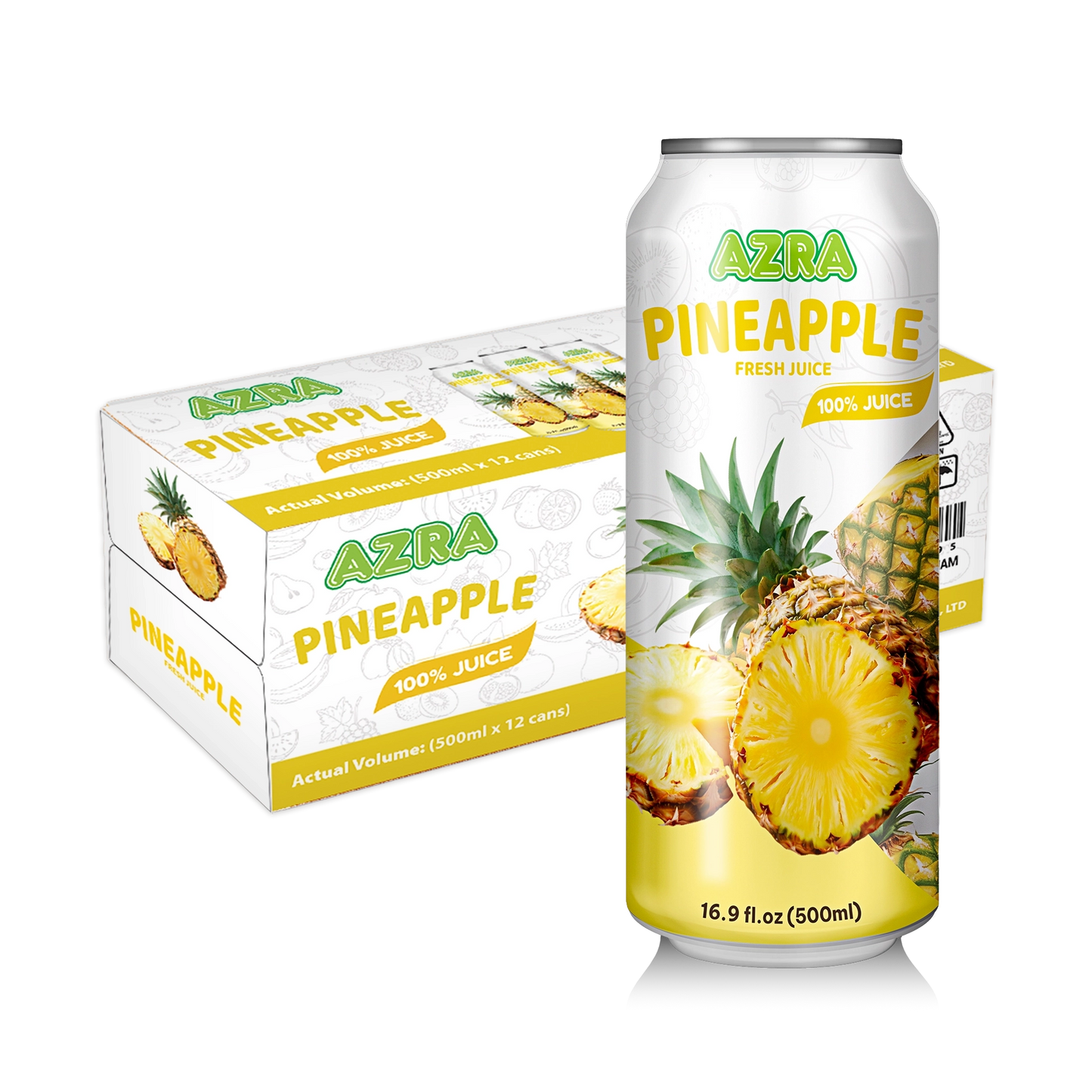 AZRA Pineapple Juice 12 Pack 500ml Cans Imported from Vietnam