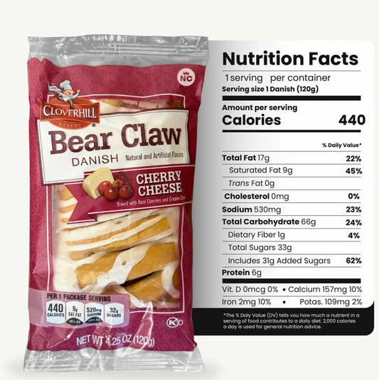 Bear Claw Cherry Cheese Danish – 12 Pack of 4.25 oz