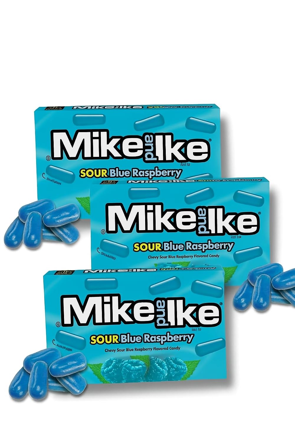 Mike and Ike Sour Blue Raspberry , Theater Box 4.25oz- (Pack of 3)