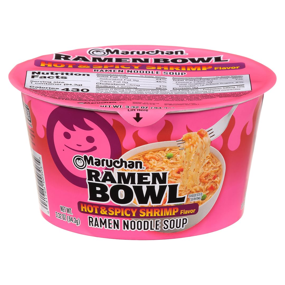 Maruchan Ramen Bowl – Hot & Spicy Shrimp Flavor (3.1 oz, 6-Pack)