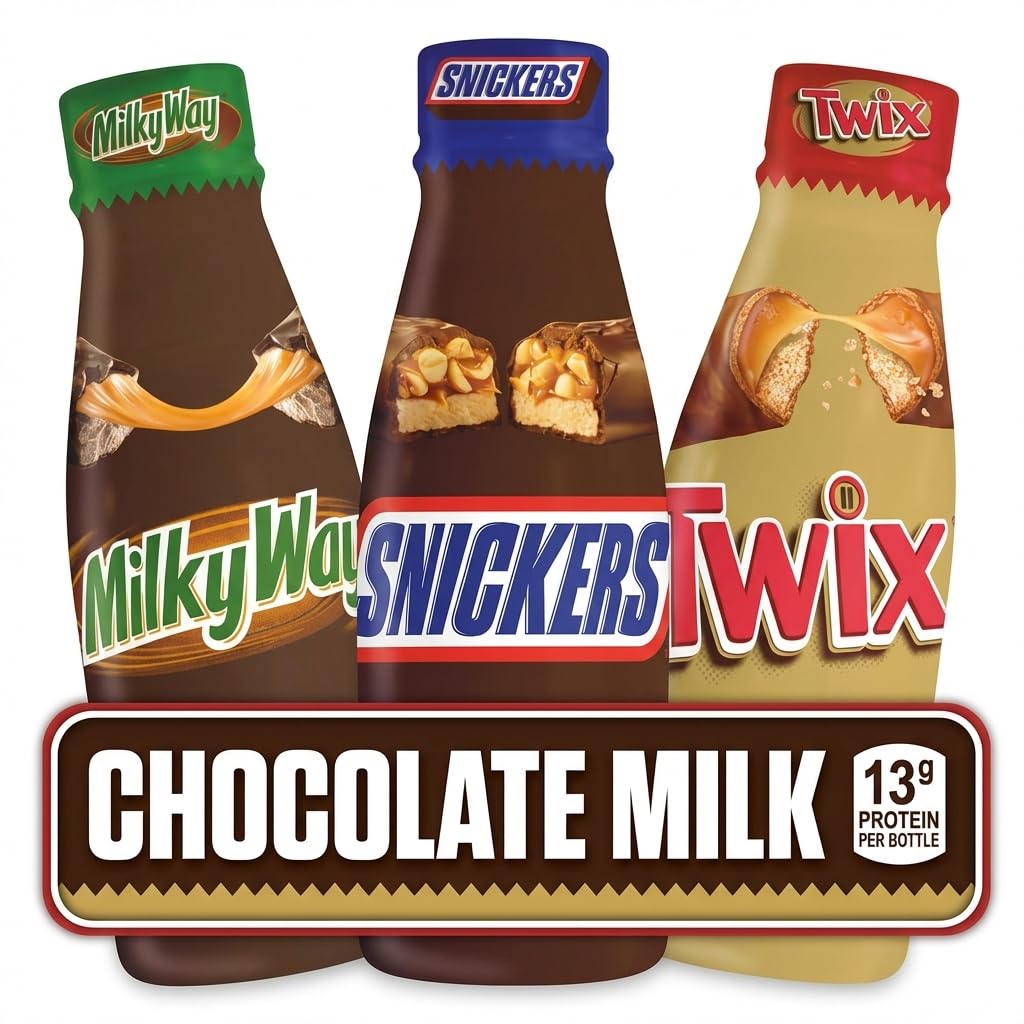 Chocolate Milk Variety Pack – 6 Bottles, 14 fl oz Each, Snickers, Twix & Milky Way Flavor Inspired Chocolate Milk Drinks, By INIM Store