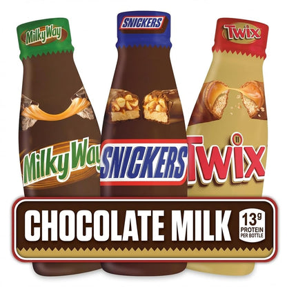 Chocolate Milk Variety Pack – 6 Bottles, 14 fl oz Each, Snickers, Twix & Milky Way Flavor Inspired Chocolate Milk Drinks, By INIM Store