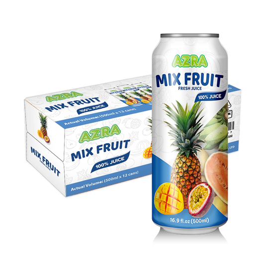 AZRA Mix Fruit Juice 12 Pack 500ml cans with retail case imported from Vietnam