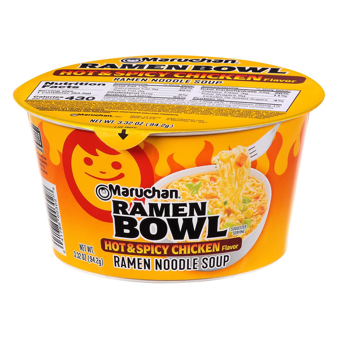 Maruchan Instant Bowl – Hot & Spicy Chicken Flavor (3.1 oz, 6-Pack)