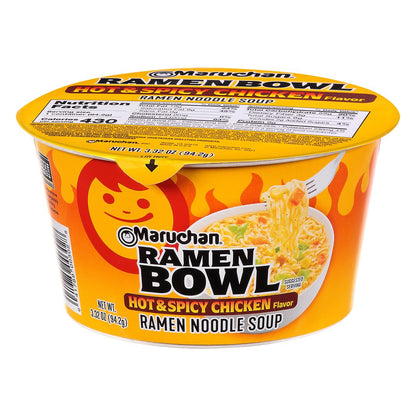 Maruchan Instant Bowl – Hot & Spicy Chicken Flavor (3.1 oz, 6-Pack)