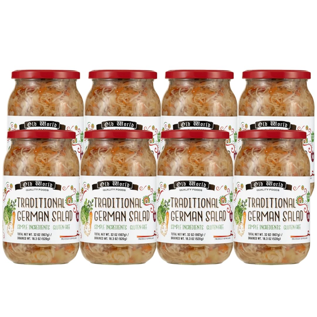 German Salad – 32 oz Glass Jars (8-Pack Case) | Traditional Old World Style Bulk