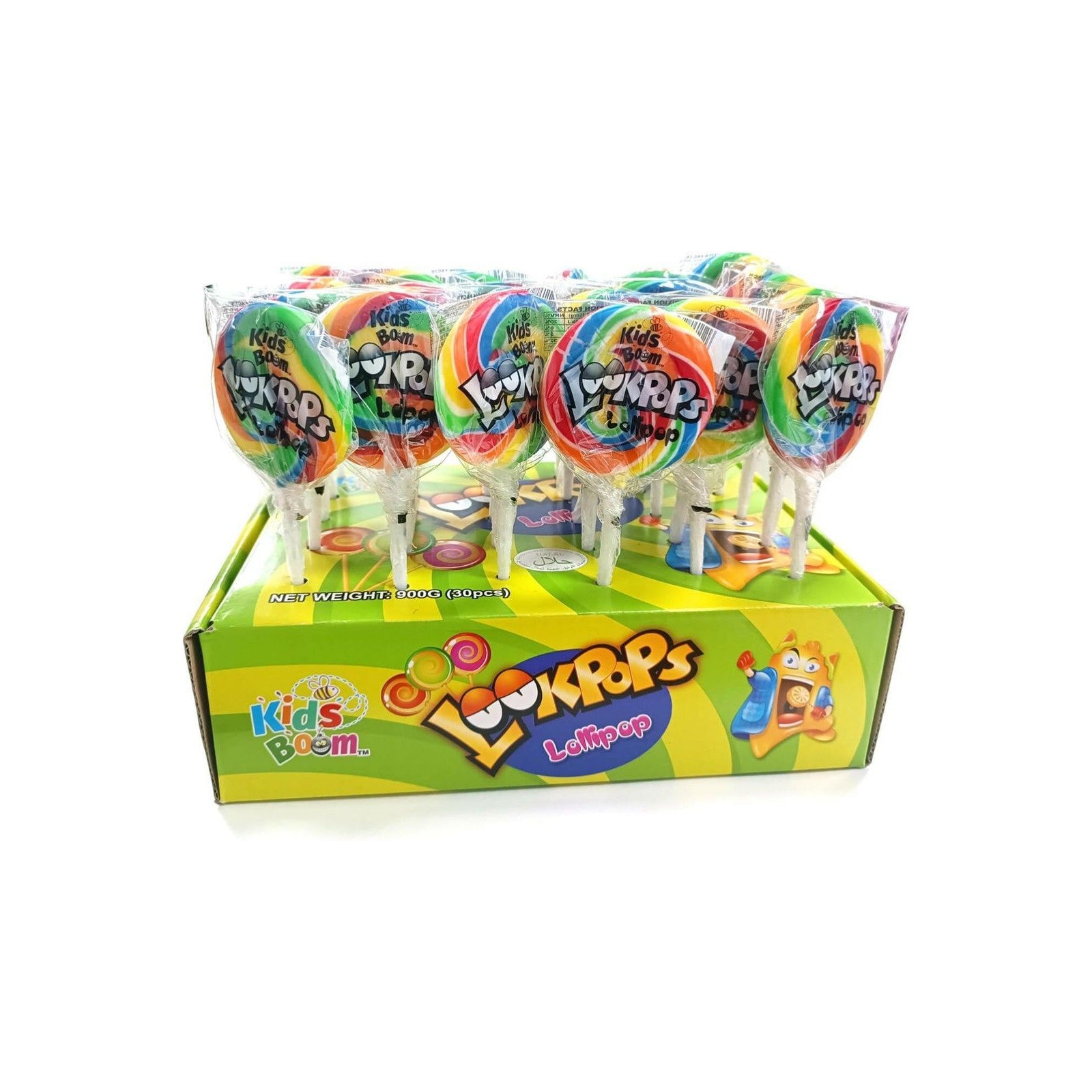 Kids Boom LookPops - Rainbow Jumbo Lollipops, Mixed Fruit, 30CT