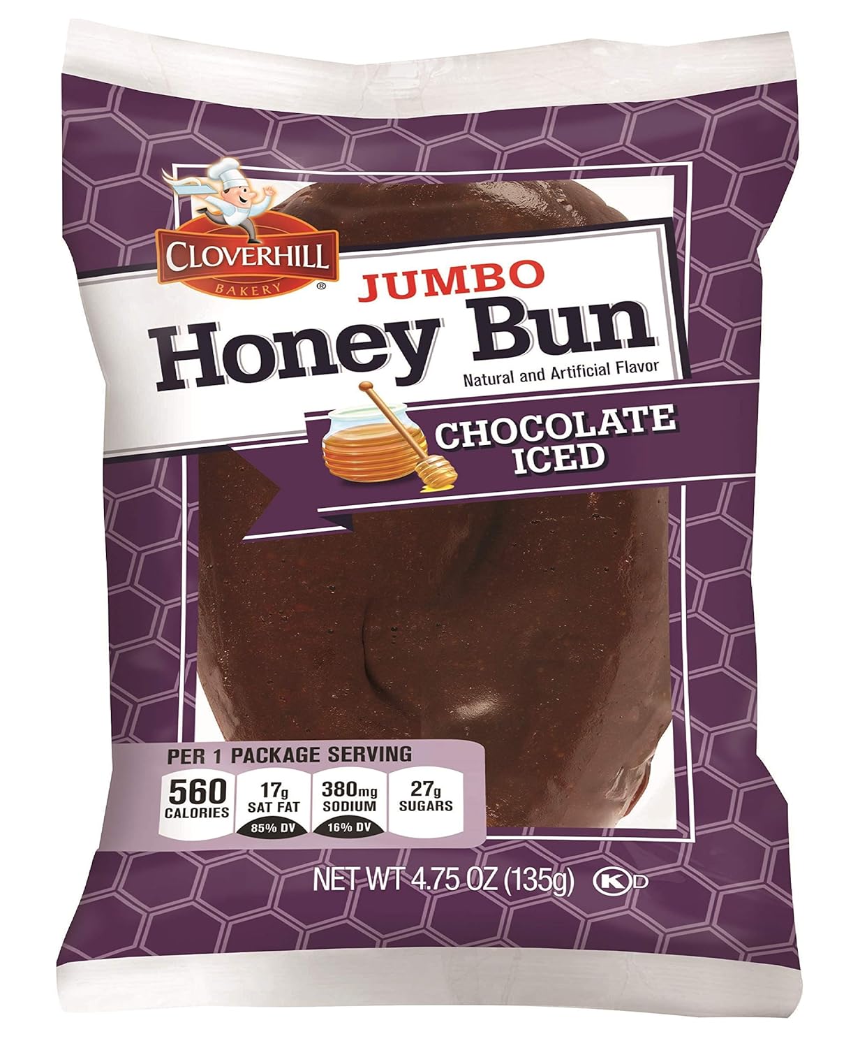 Cloverhill Jumbo Honey Bun Chocolate Iced
