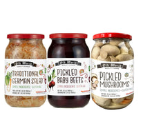 Old World Pickled Vegetables – Mixed 3 Jar Bundle (Beets, German Salad, Mushrooms) | 32 oz Glass Jars