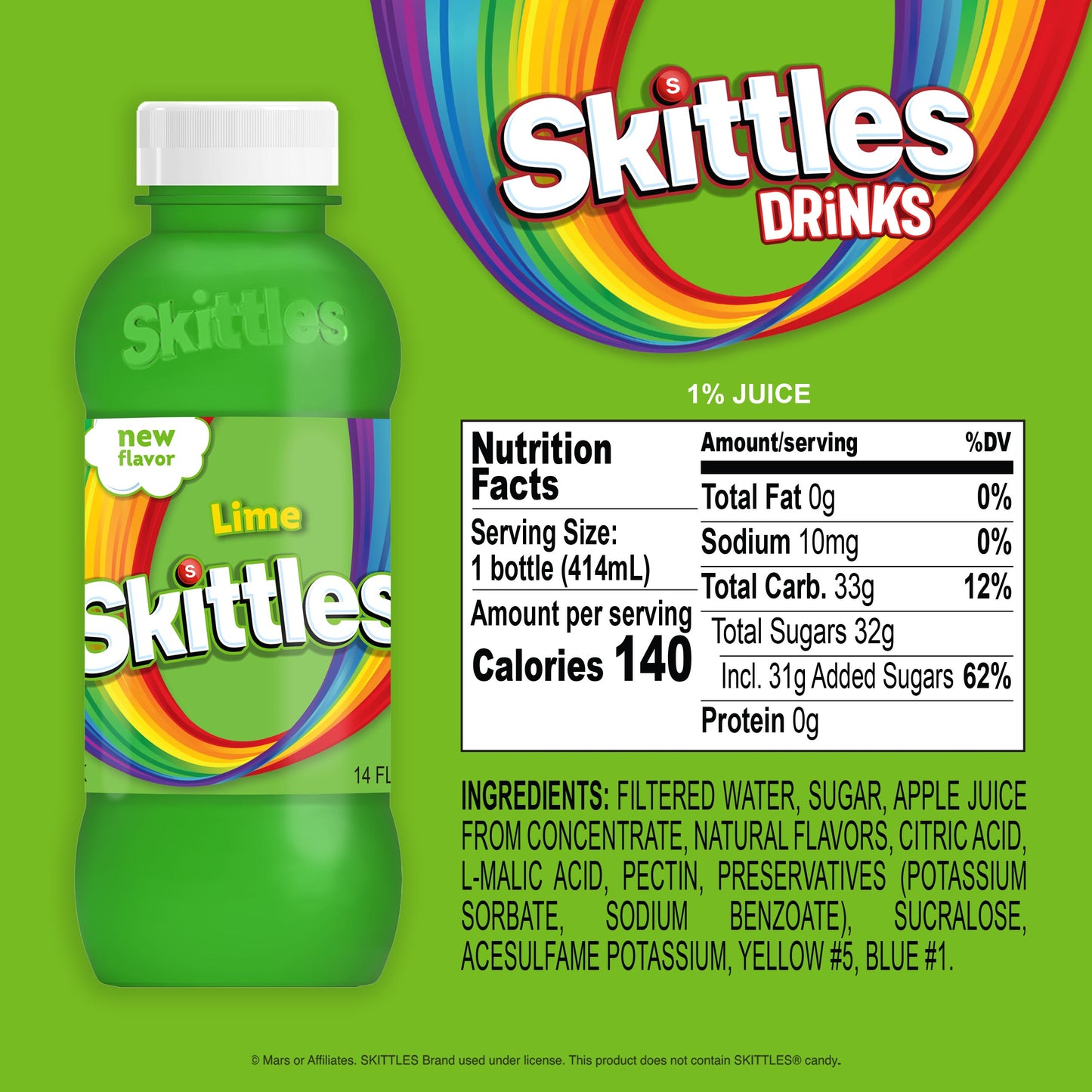 Skittles Drinks Variety Pack – 8 Bottles, 14 fl oz Each – Grape, Lime, Orange & Strawberry