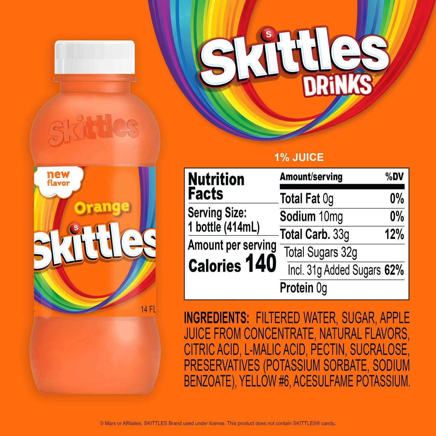 Skittles Drinks Variety Pack – 8 Bottles, 14 fl oz Each – Grape, Lime, Orange & Strawberry