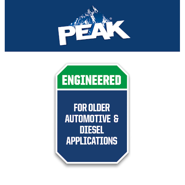 PEAK® Antifreeze coolant bottle with long-lasting protection details.
