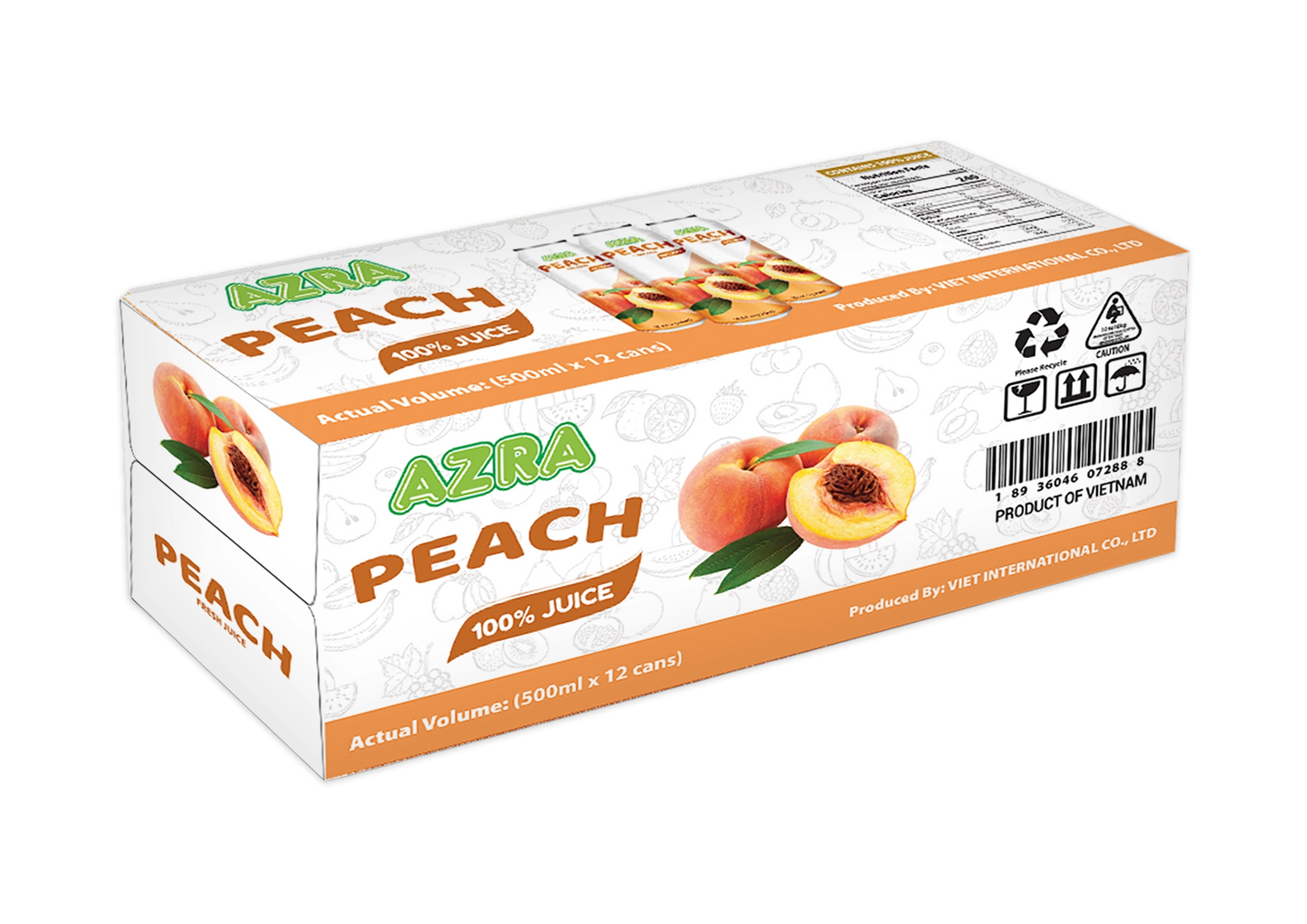 AZRA Peach Juice 12 Can Case 6 Liter Total