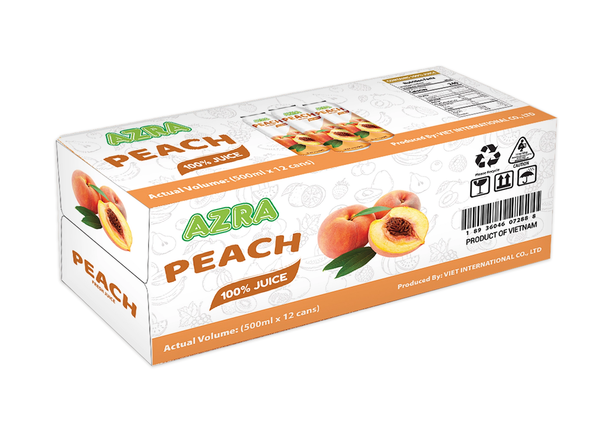 AZRA Peach Juice 12 Can Case 6 Liter Total