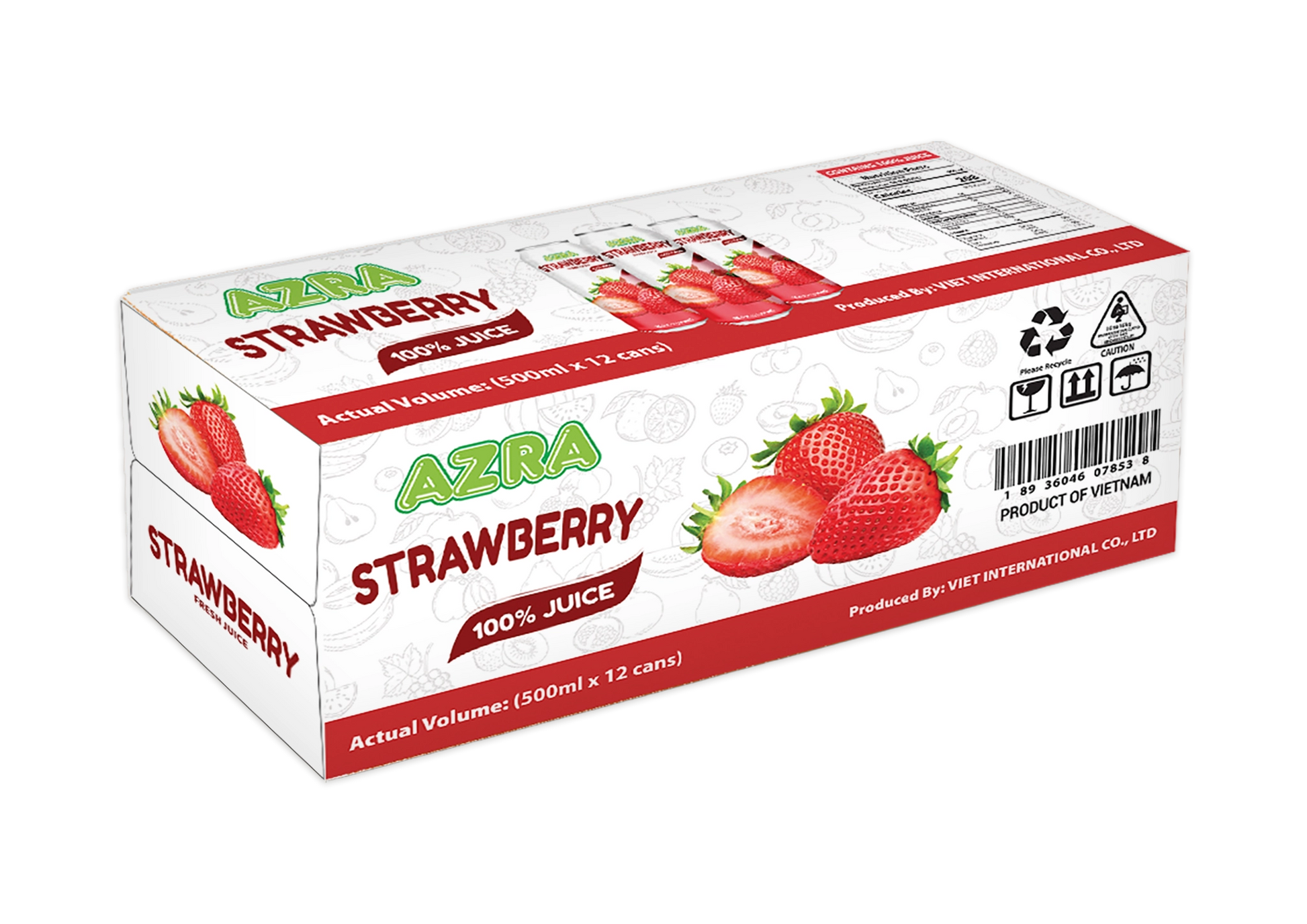 AZRA Strawberry Juice 12 Can Case 6 Liter Total
