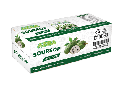 AZRA Soursop Juice 12 Pack Case – 500ml Cans – Imported Vietnamese Tropical Juice