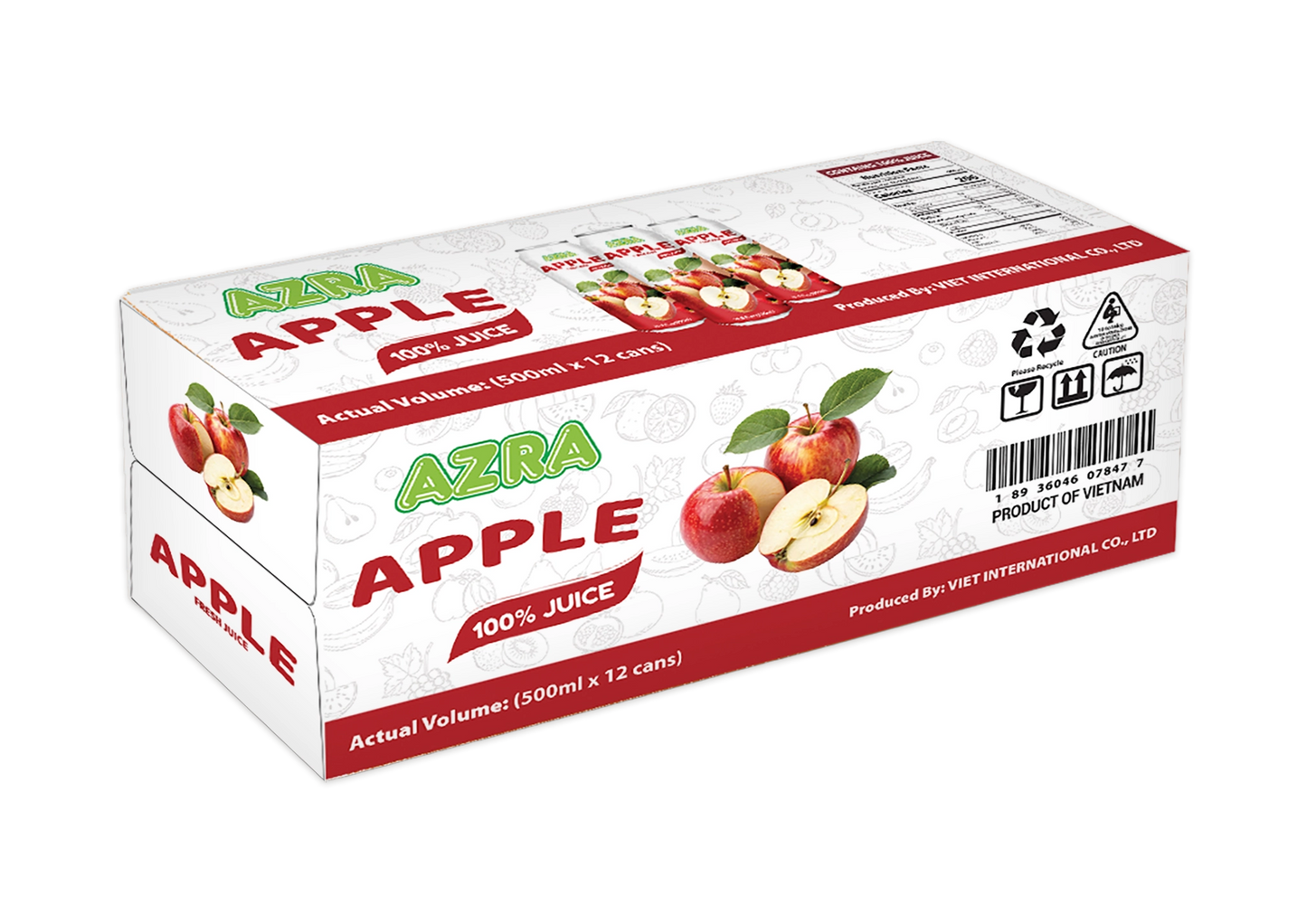 AZRA Apple Juice 12 Can Case Packaging