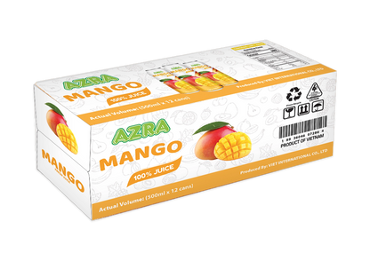 AZRA Mango Juice 12 Pack – 100% Tropical Juice – 500ml Cans – Imported from Vietnam